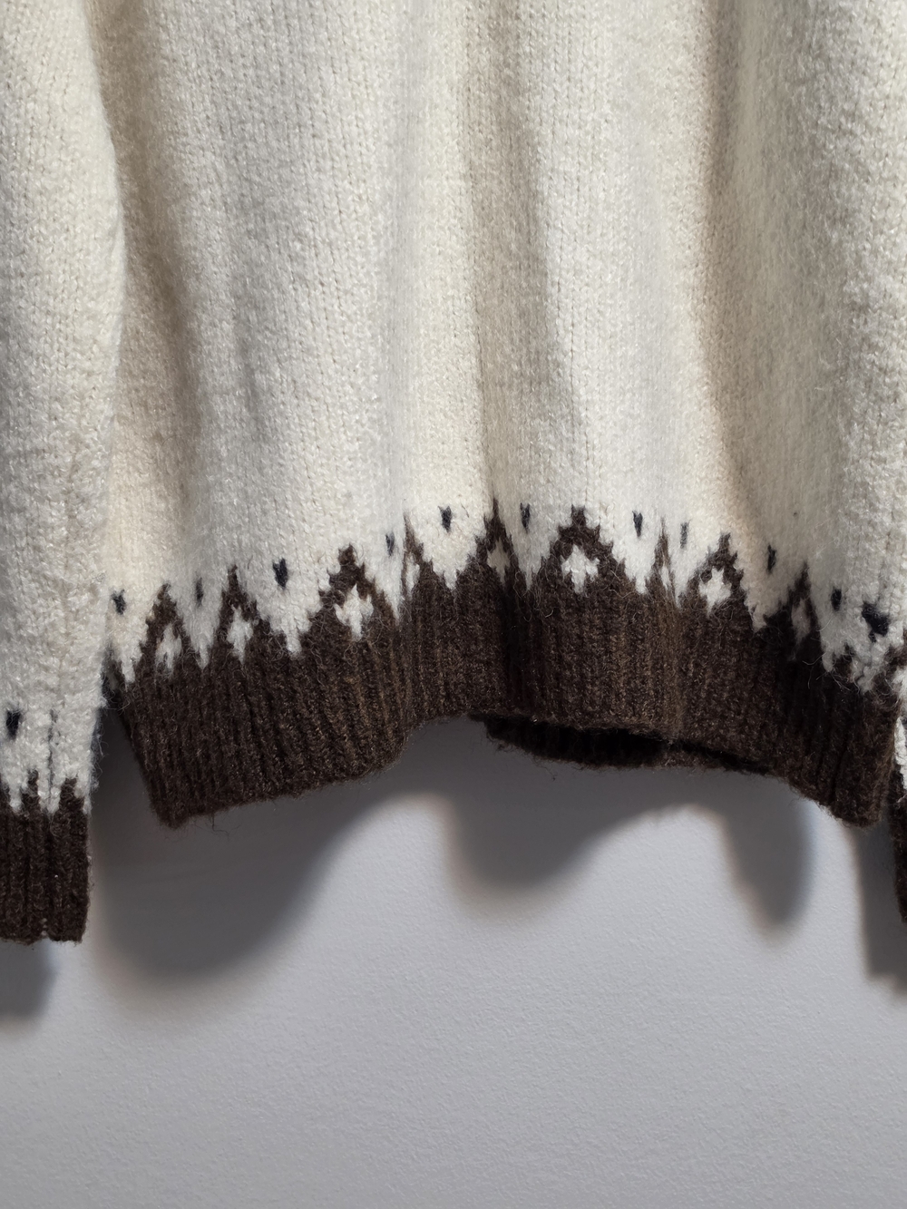 Zara Chunky Nordic Cardigan Sweater - Cream & Brown - Picture 7 of 7
